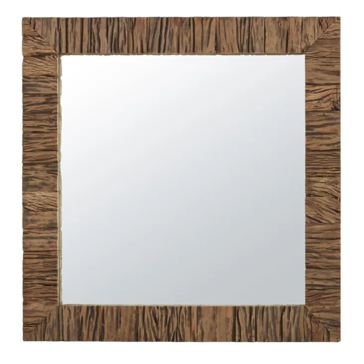 Specchio quadrato con cornice in legno marrone 110x110 cm