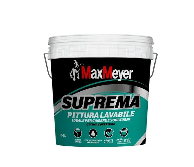 Pittura per interni per parete e soffitto lavabile, MAXMEYER Bianco Supremo bianco opaco, 14 L