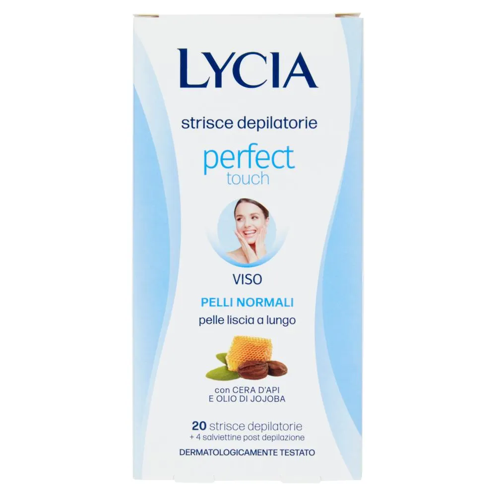 Lycia perfect touch strisce depilatorie Viso Pelli Normali 20 strisce + 4 salviettine