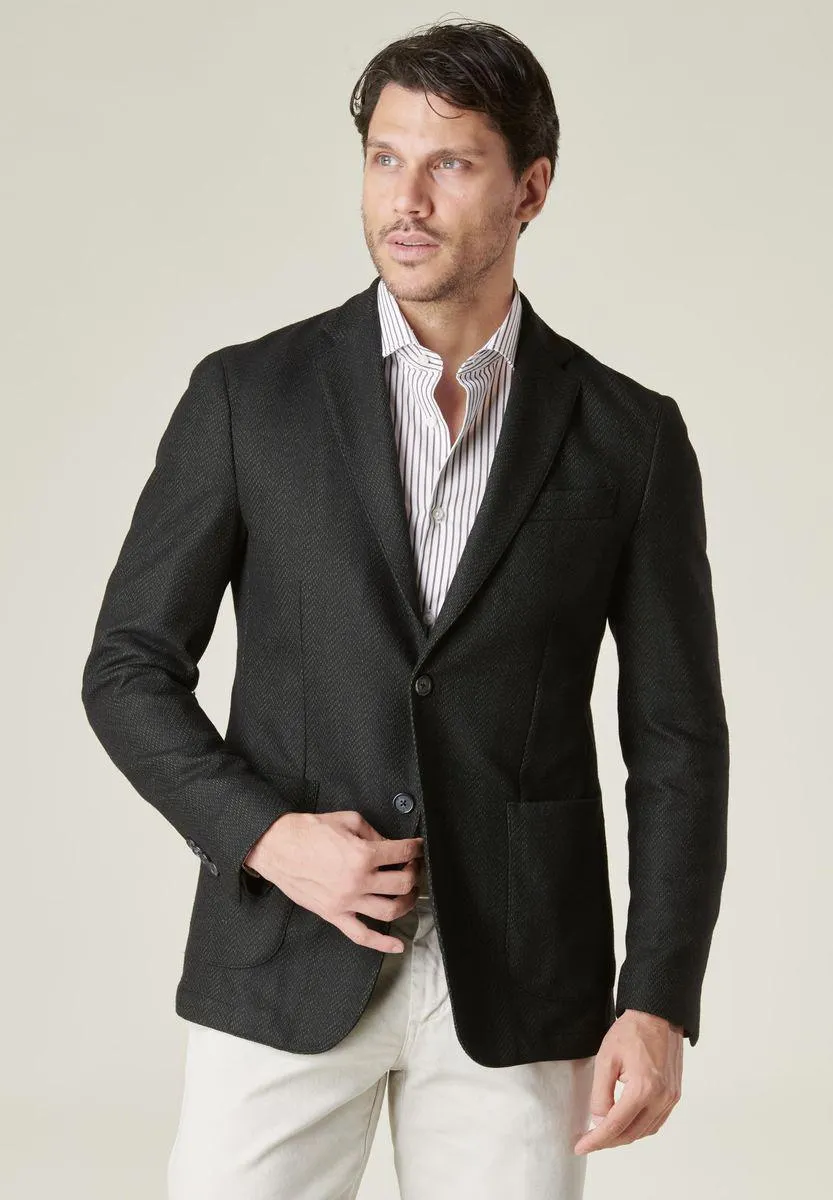 Giacca antracite puntinata verde custom