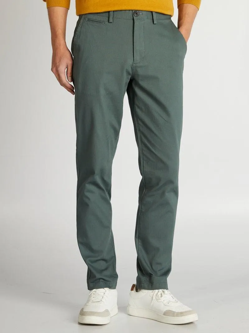 Pantaloni chino in twill taglio slim - VERDE