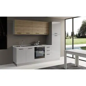 Gilda cucina 255 cm colore light grey e rovere cadiz