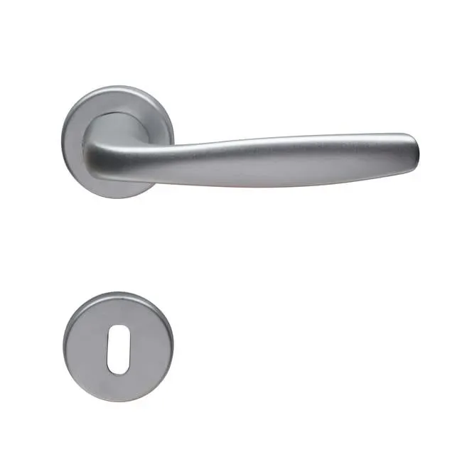 Maniglia su rosetta con bocchetta tonda GHIDINI Delta in alluminio cromo satinato