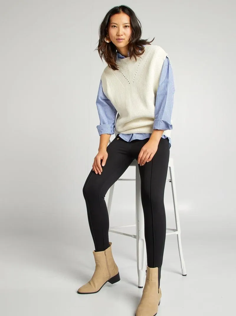 Leggings con bottoni dorati fantasia - nero