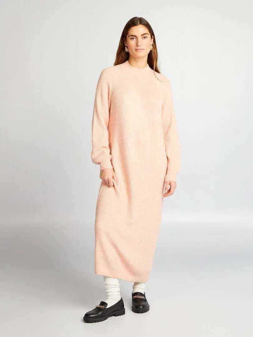 Maxi pull in maglia a coste - ROSA
