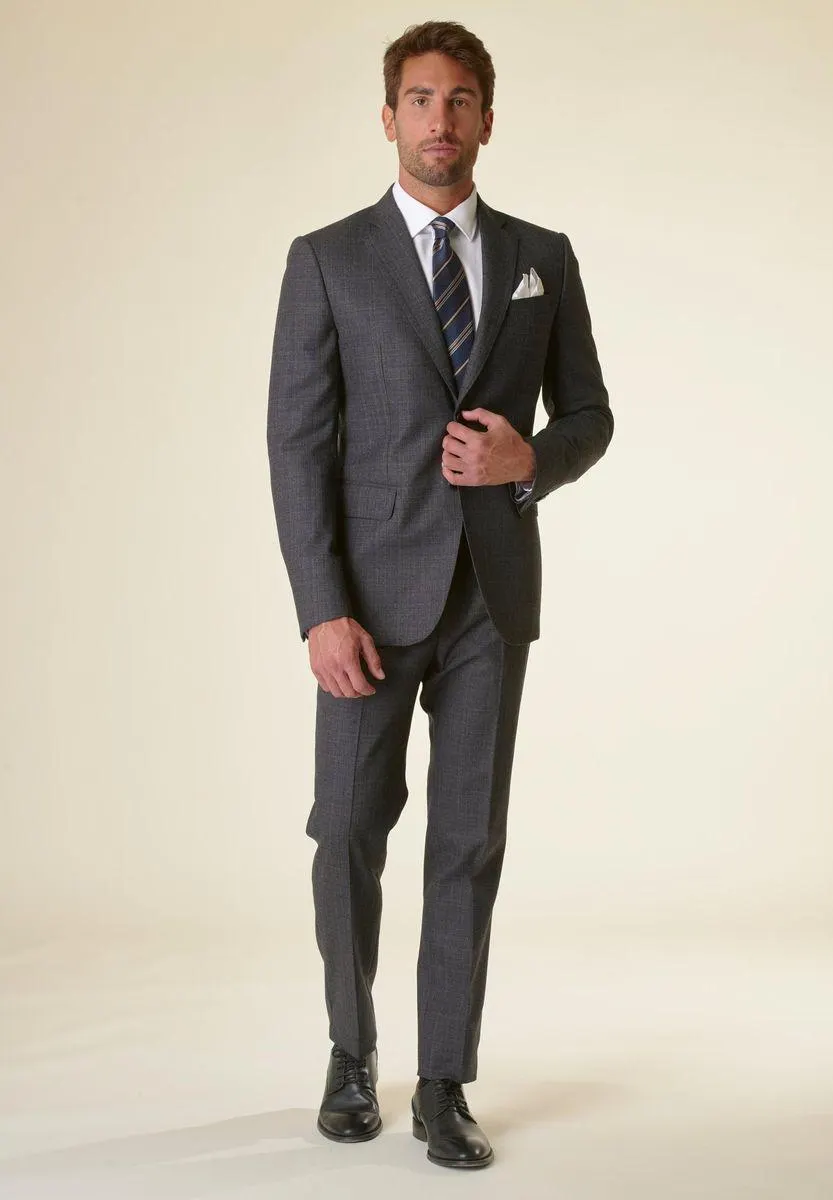 Abito antracite Galles lana custom fit lungo