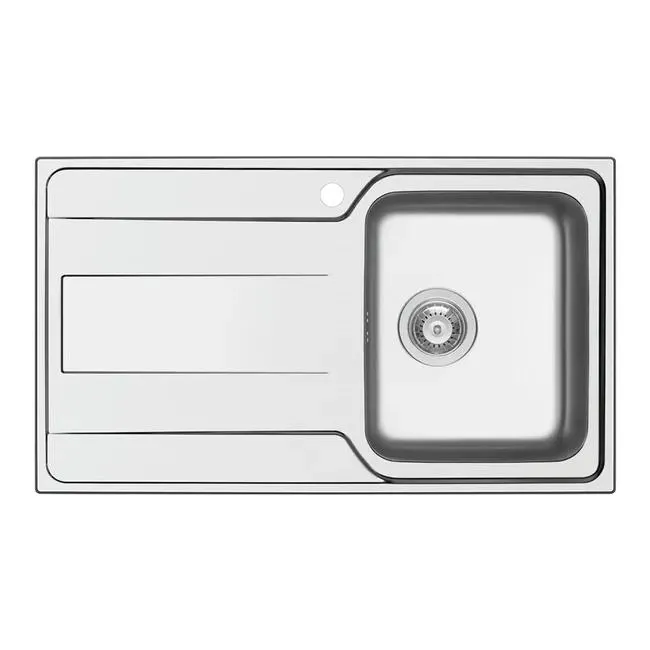 Lavello integrato 1 vasca con gocciolatoio a sinistra DELINIA Basalt L 86 x L 50 cm argento