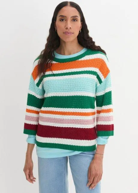 Maglione boxy effetto uncinetto