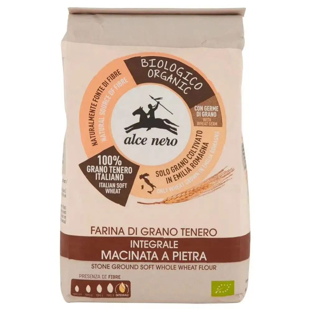 Alce Nero Farina integrale di grano tenero macinata a pietra Bio kg. 1