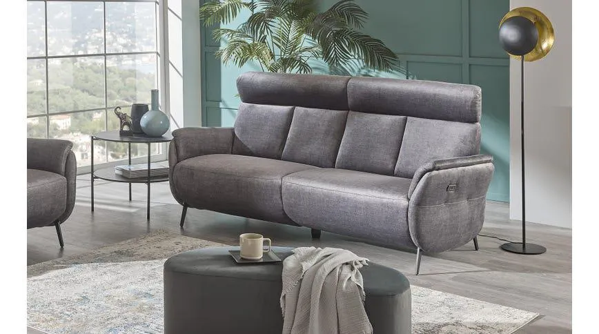 Urbino divano relax 3 posti in tessuto nero