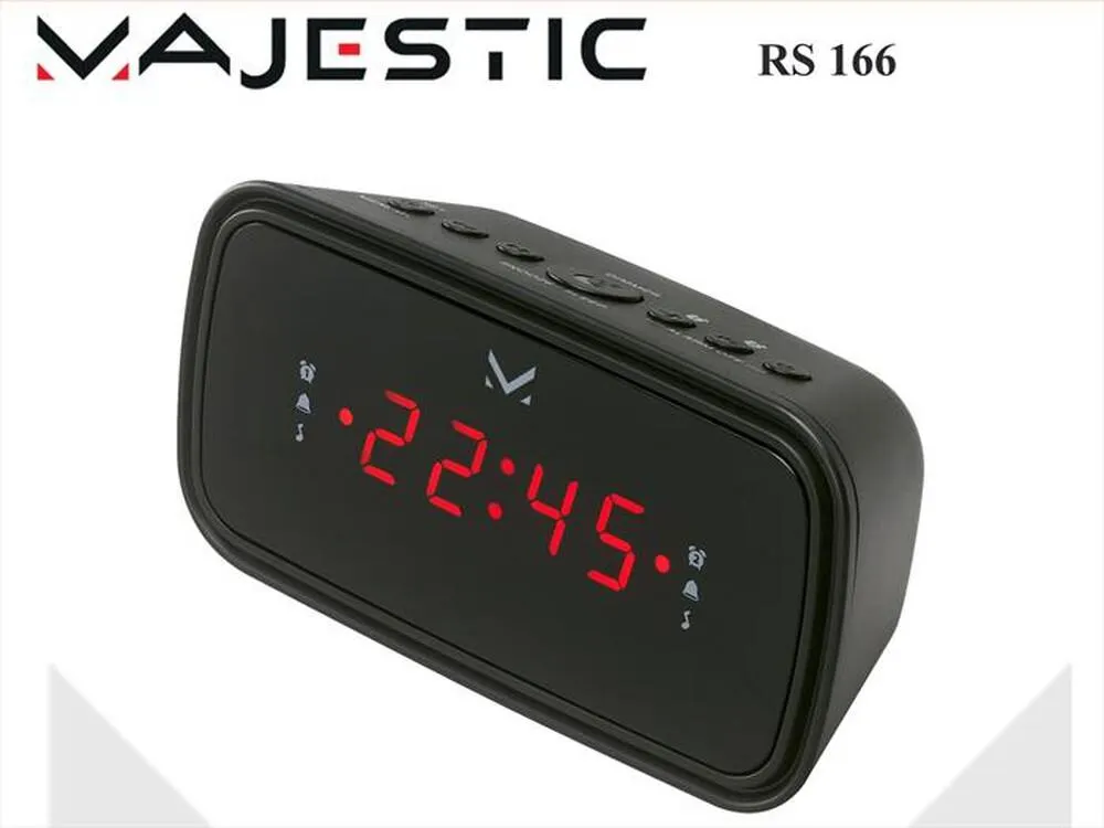 MAJESTIC - Radio sveglia digitale con doppio allarme RS 166-NERO