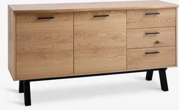 Credenza SANDBY 2 ante + 3 cassetti color rovere natur./nero