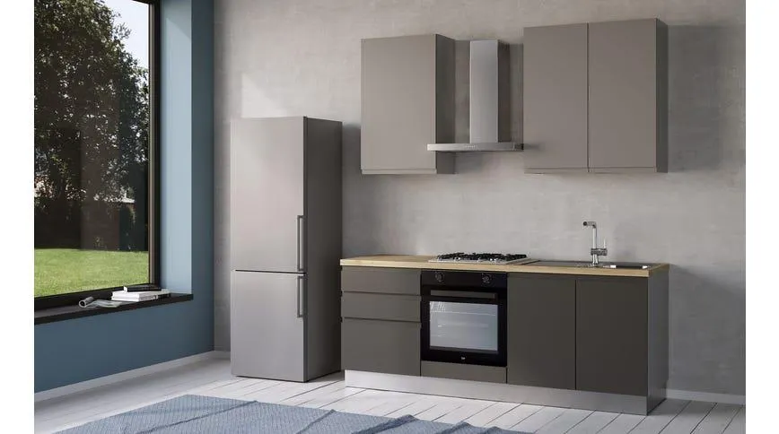 Iris cucina 210 cm colore grigio scuro e grigio chiaro