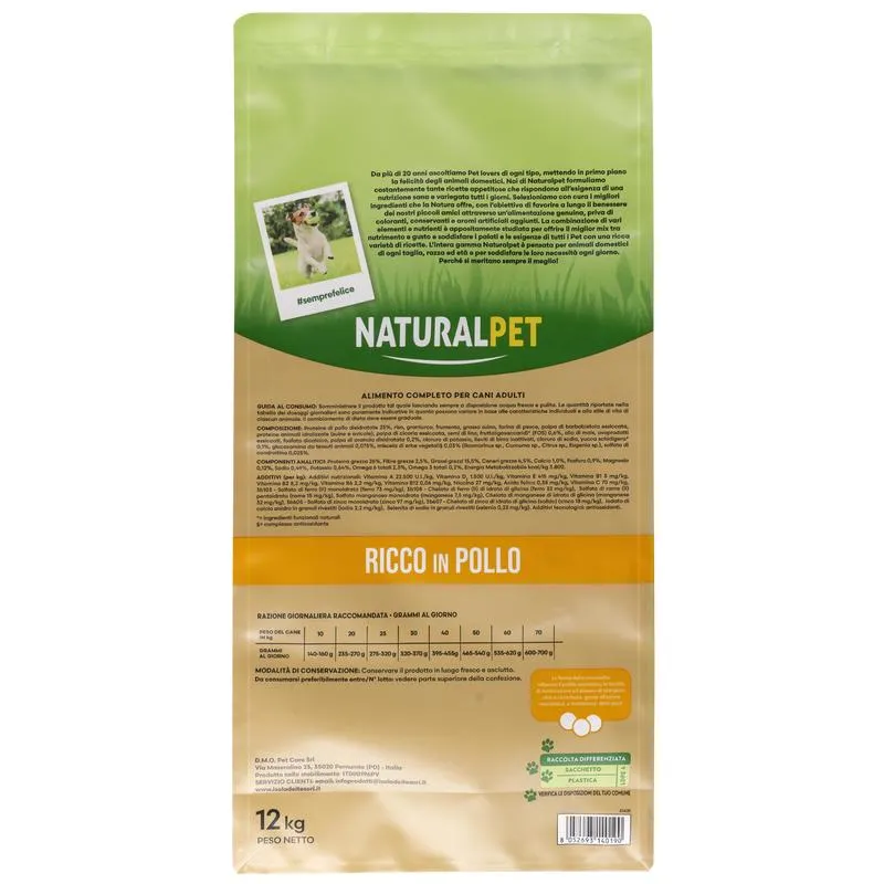 Naturalpet Premium Dog Adult Medium&Large ricco in Pollo 12 kg