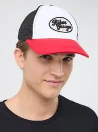 Cappellino trucket con rete e patch Rosso vivo