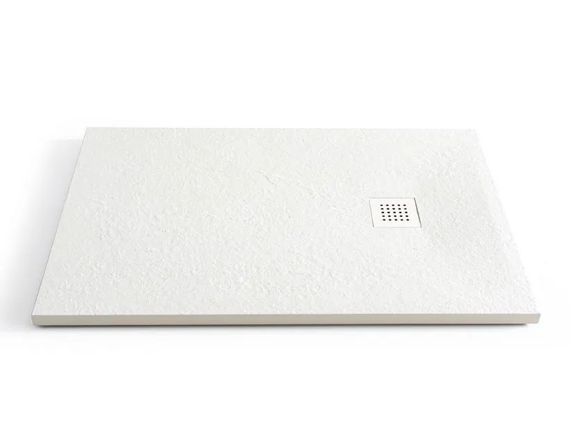 Piatto Doccia Pietra 80x100 H3 in Ceramica Effetto Pietra a Spacco Bianco