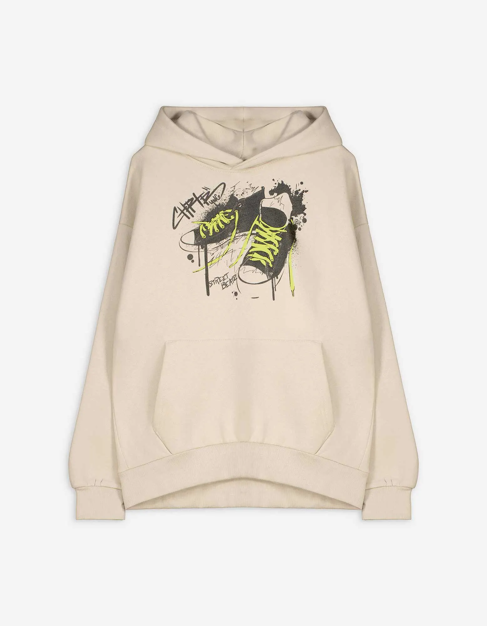 Felpa con cappuccio - Oversized Fit - beige