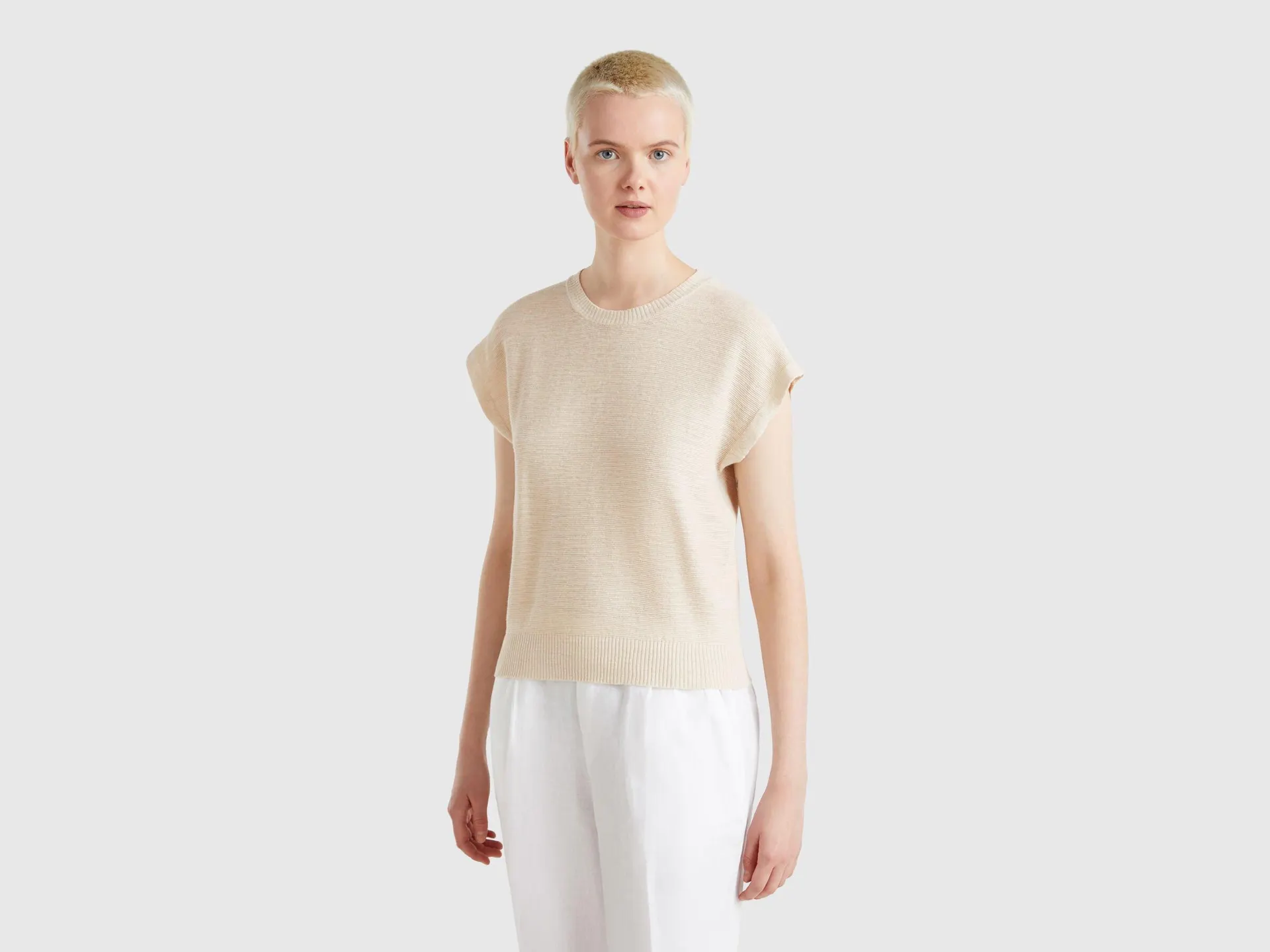 Gilet in misto cotone e lino