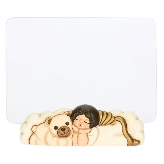 Portafoto con Angelo e Teddy in vetro e ceramica