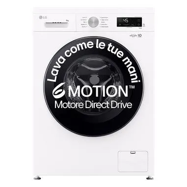 LG F4NX1009NWK Lavatrice smart 9kg, Classe A, 1400 giri, 6 Motion, Allergy Care, Bianca