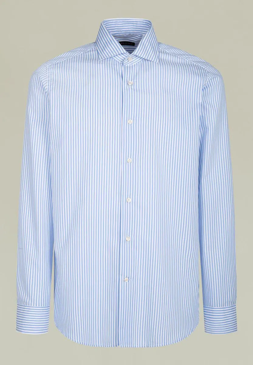 Camicia azzurro-bianco righe francese slim