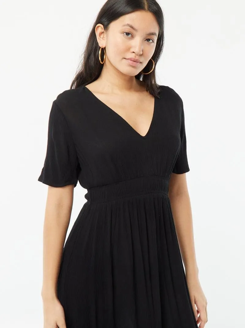 Vestito midi in tessuto crêpe - nero