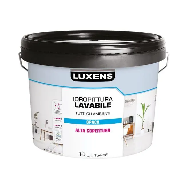 Pittura per interni per parete e soffitto lavabile, LUXENS Tutti gli Ambienti bianco opaco, 14 L