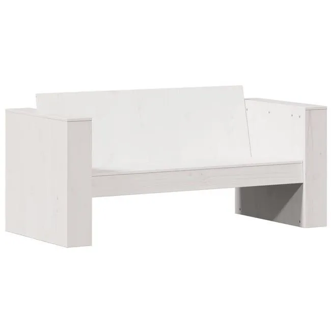 Divano Giardino,Divano per esterno,Sofà 2 Posti Bianco 134x60x62 cm Legno Massello Pino CFW35423