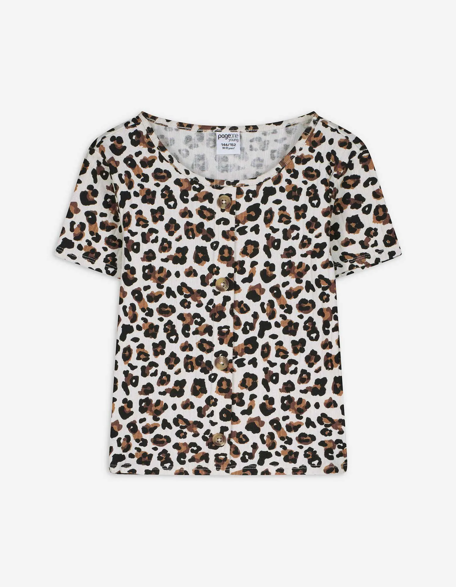 T-shirt - Motivo leopardato - bianco