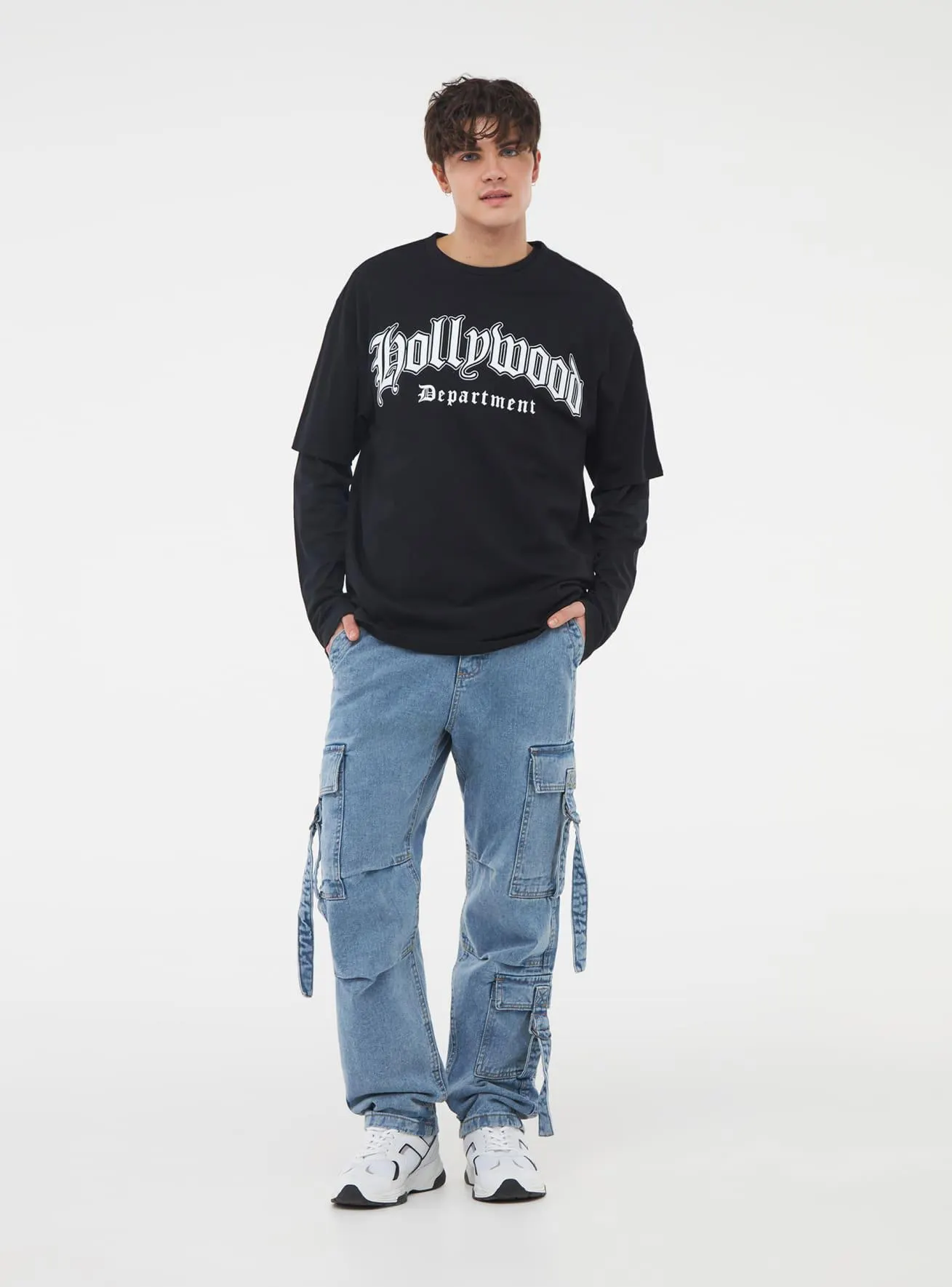 T-shirt oversize stampa gotica Nero