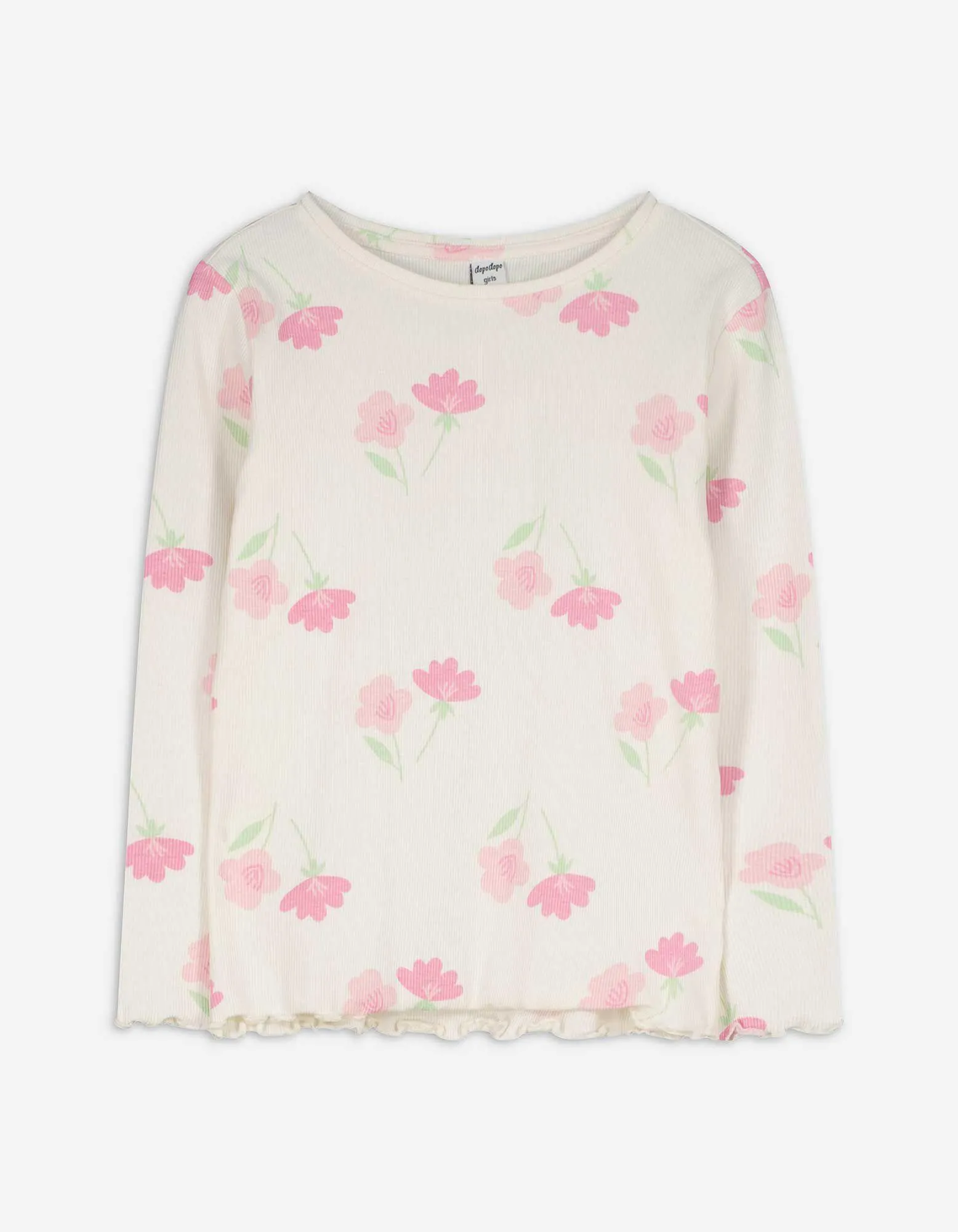 Maglia a manica lunga - Orlo a conchiglia - bianco