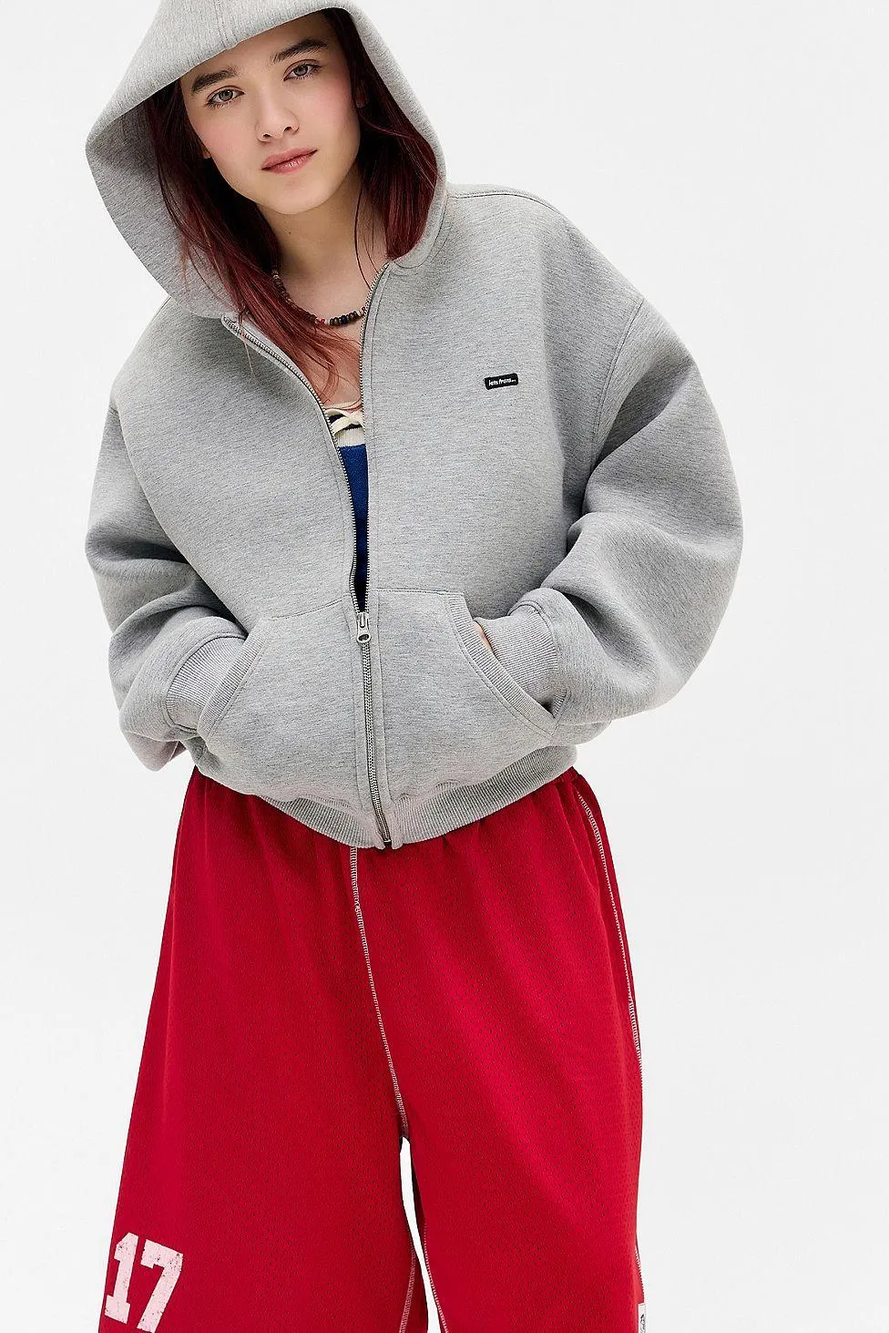 iets frans... Felpa con cappuccio in scuba grigio mélange