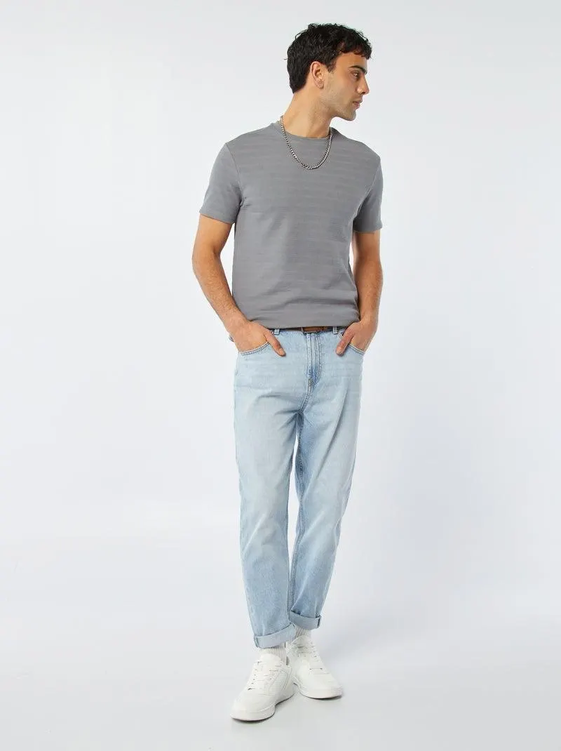 T-shirt in maglia jacquard grafica - GRIGIO