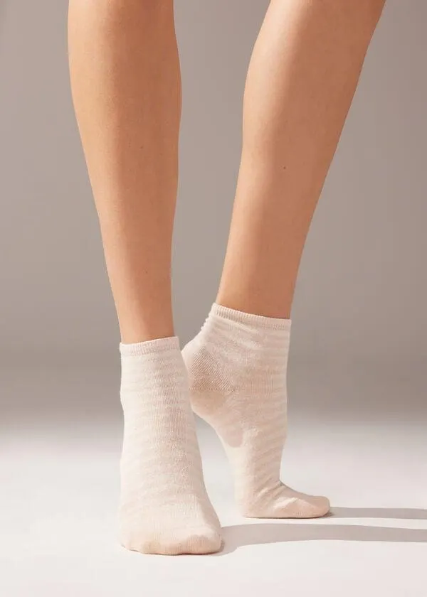 Calze Corte in Lino a Righe