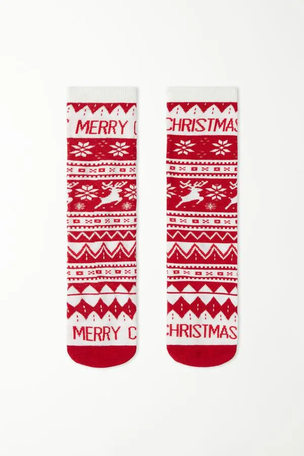 Calzini Lunghi Pesanti con Stampa Natalizia Uomo