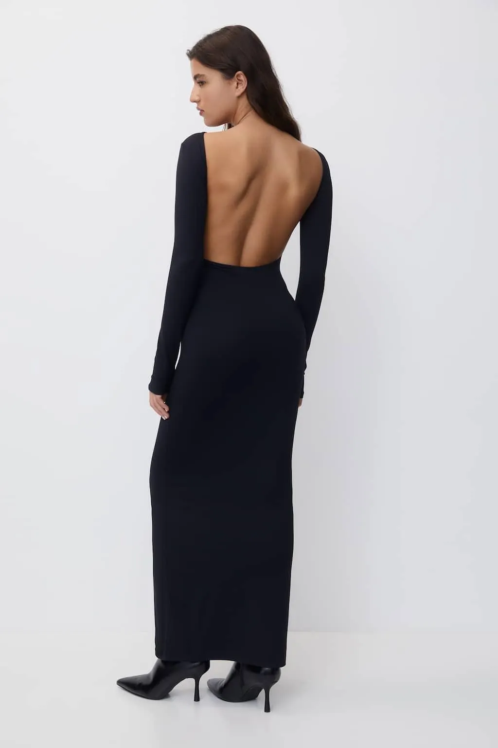 Vestito lungo in poliammide con schiena scoperta