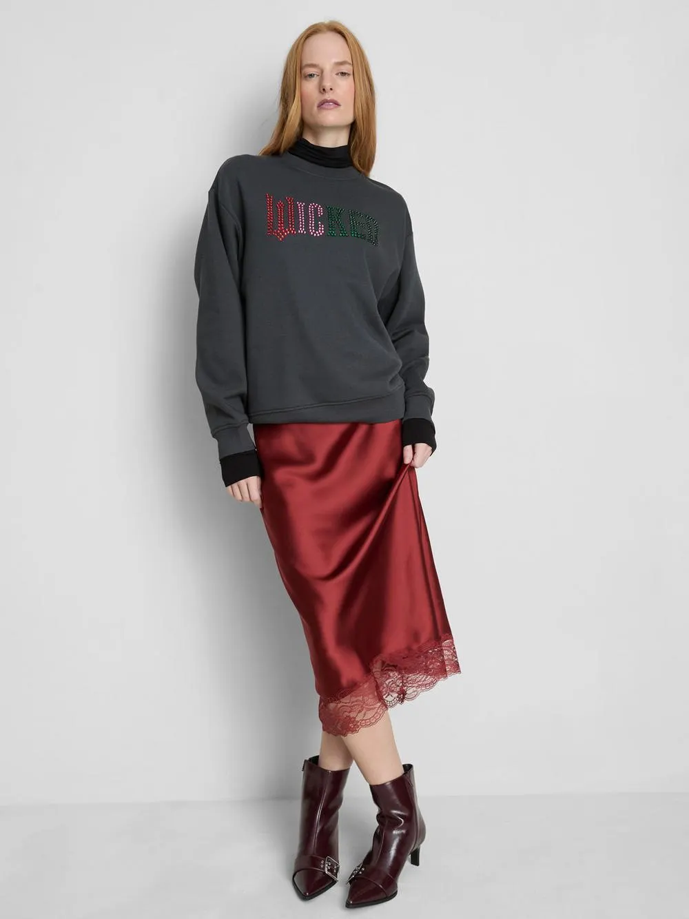 Felpa in misto cotone con strass Wicked