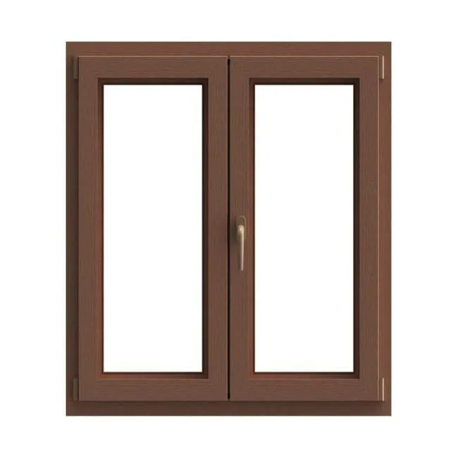 Finestra in PVC rovere dorato L 120 x H 140 cm, 2 ante apertura a destra