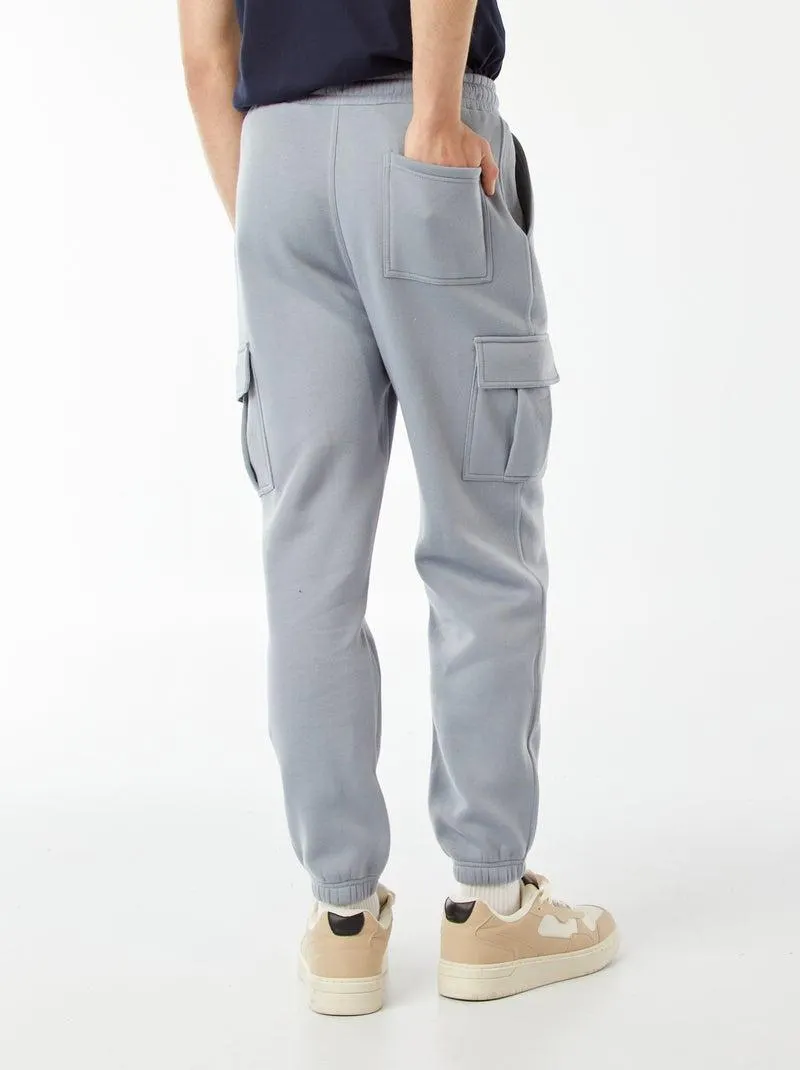Joggers in tessuto felpato multi-tasche in tessuto felpato - Blu