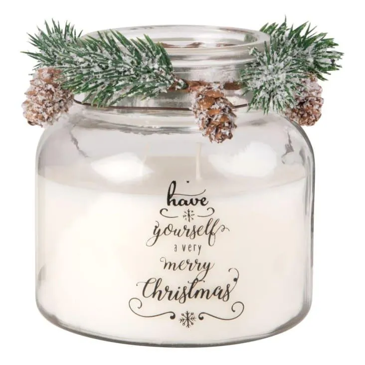Candela di Natale profumata in vetro con ghirlanda 515g