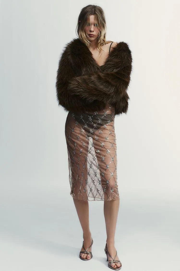 CAPPOTTO CORTO EFFETTO PELLICCIA