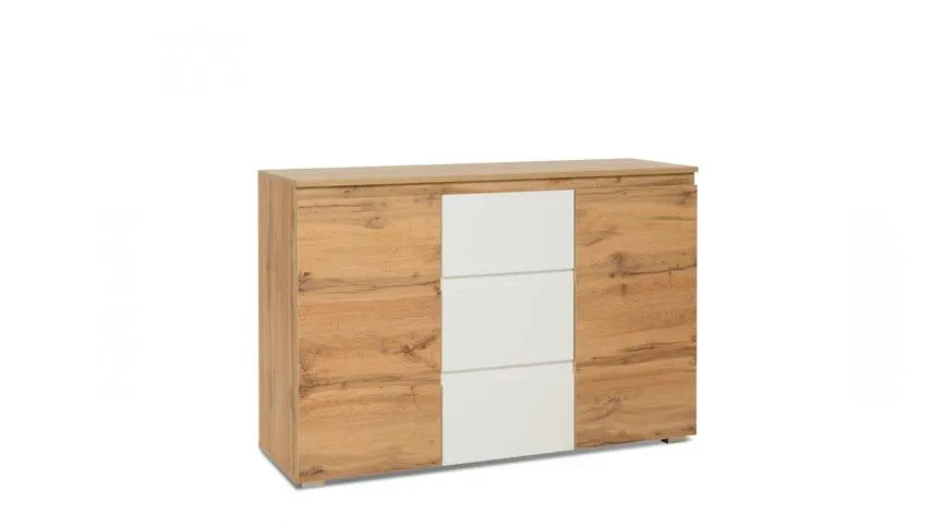 Yoko base 2 ante 3 cassetti colore rovere e bianco