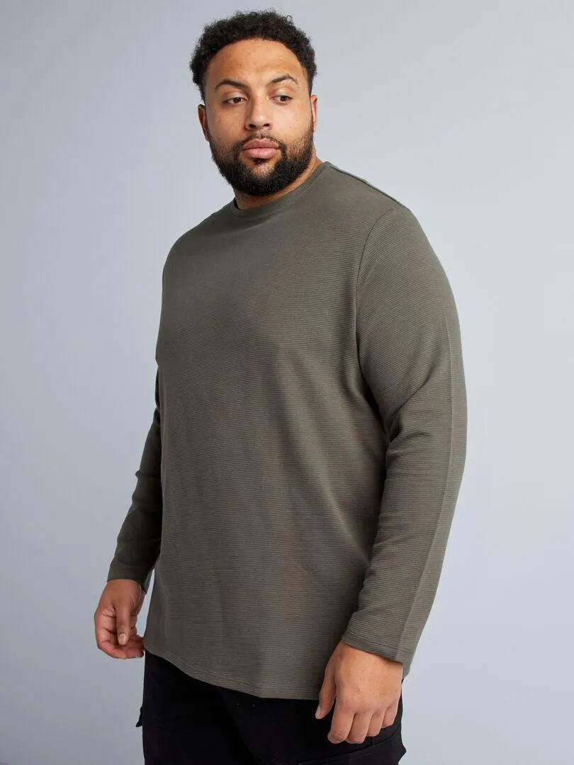 T-shirt in jersey a coste - KAKI