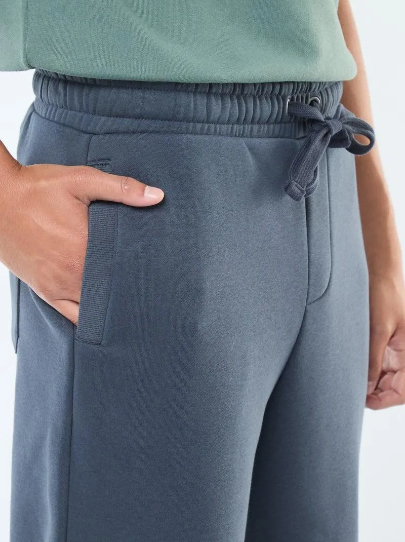 Pantaloni joggers tinta unita con cordoncini da stringere in vita - Blu