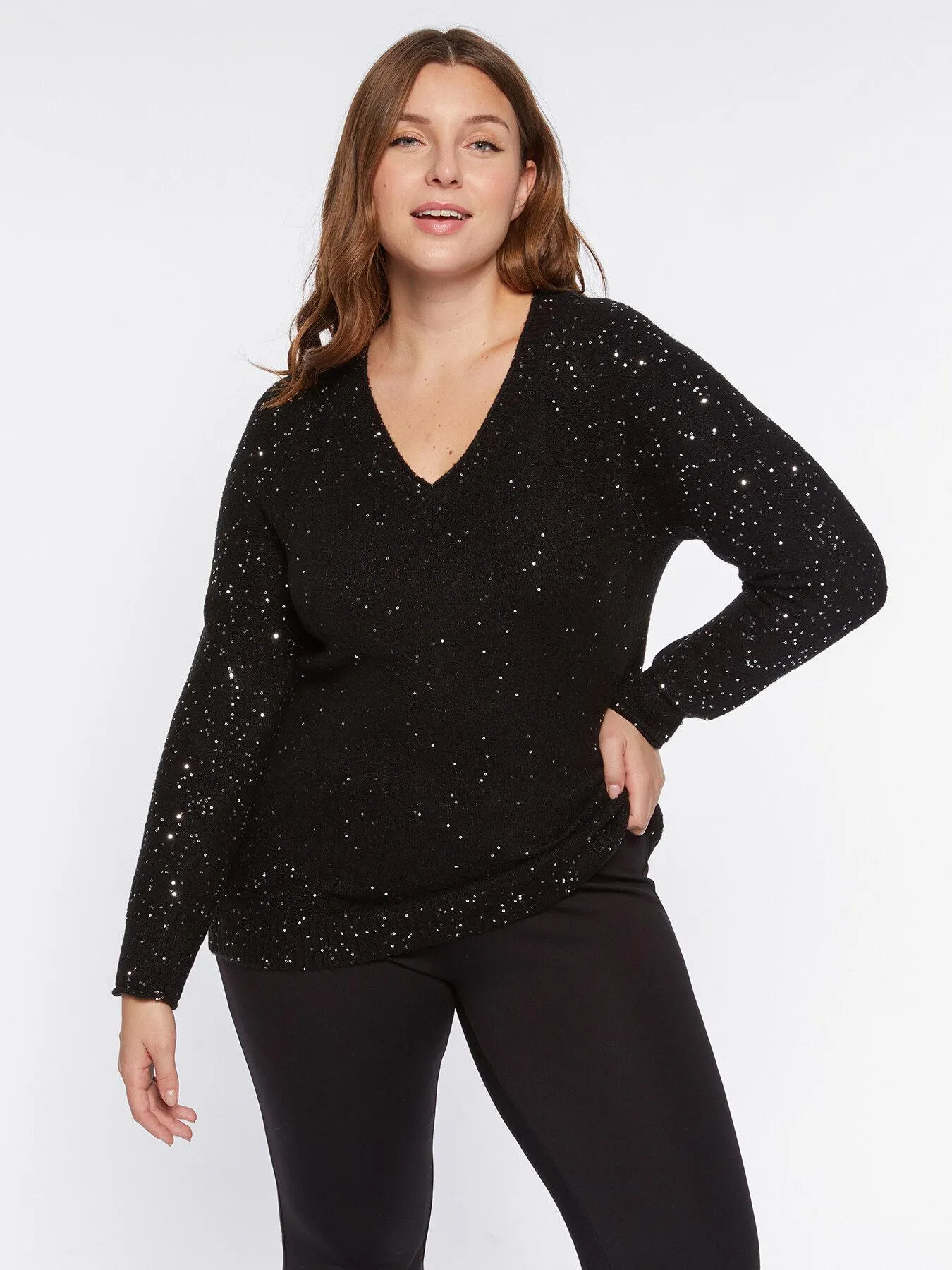 Maglia lunga lurex con paillettes
