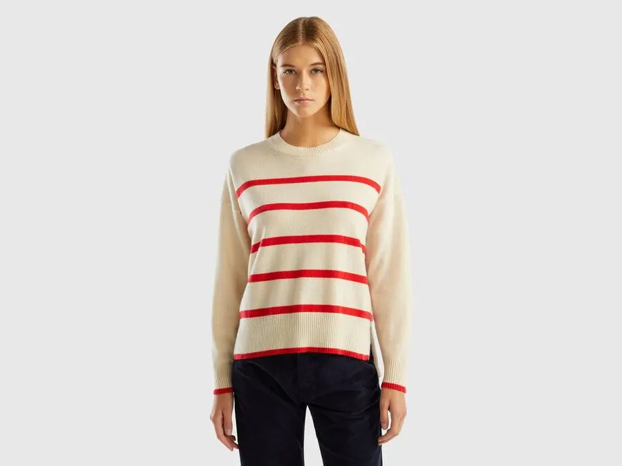 Maglia con righe in puro cashmere
