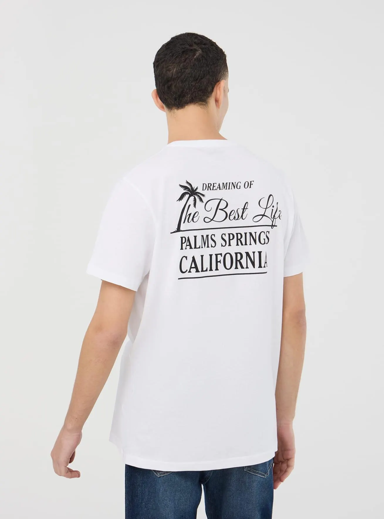 T-shirt con scritte fronte/retro Bianco ottico