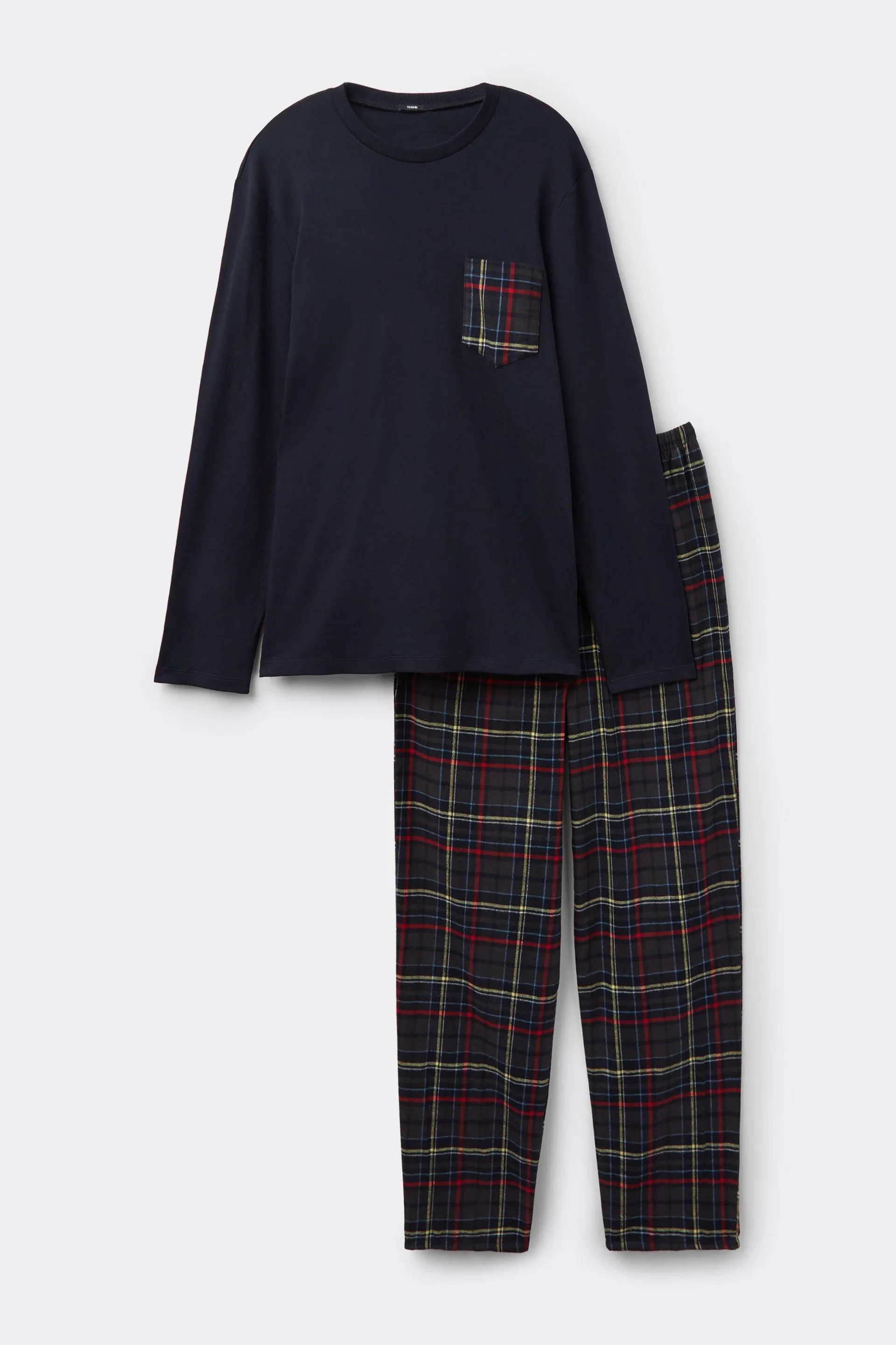 Pigiama Lungo Flanella Taschino Tartan