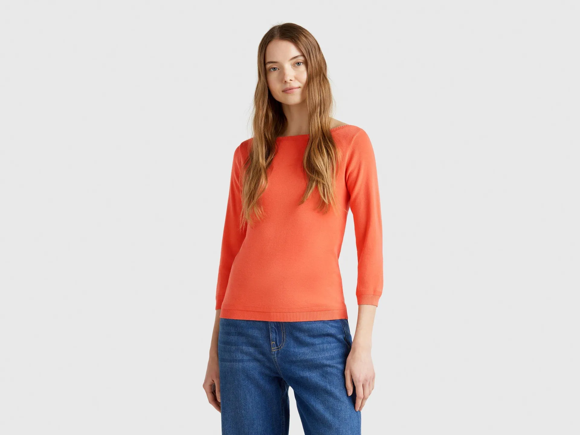 Maglia 100% cotone con scollo a barchetta