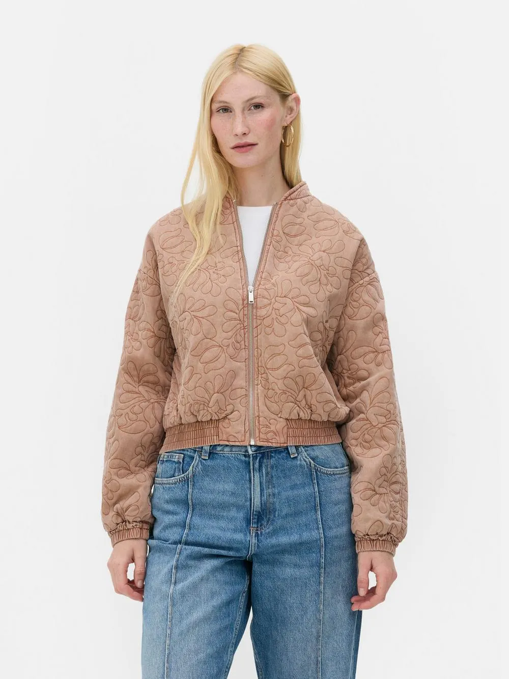 Bomber trapuntato floreale